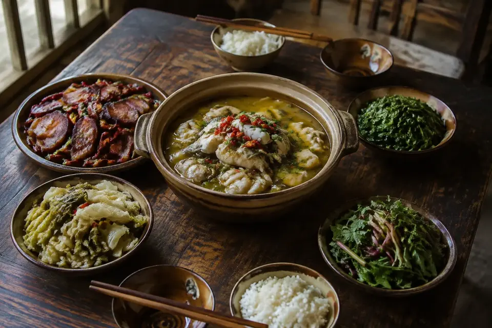 Comida de la etnia Miao en Fenghuang